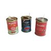 kaarsen in oude blikjes tomatenpuree