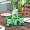 IWAS - waterfles met 2 drinkglazen van wijnflessen met bellenprint en H2O tekst
