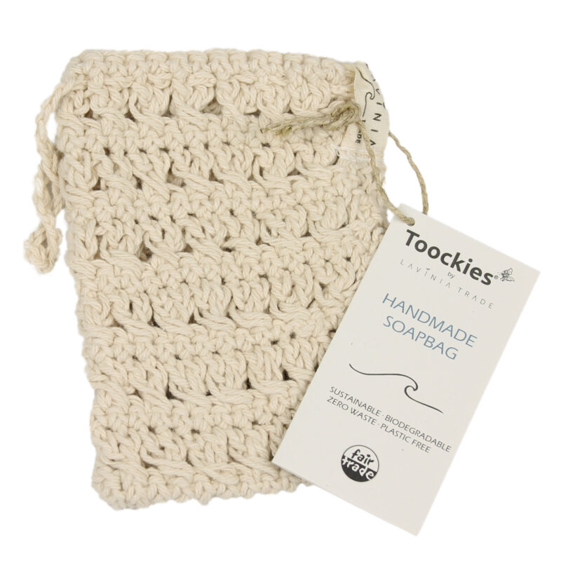 Gehaakt zeepzakje van onbehandeld katoen