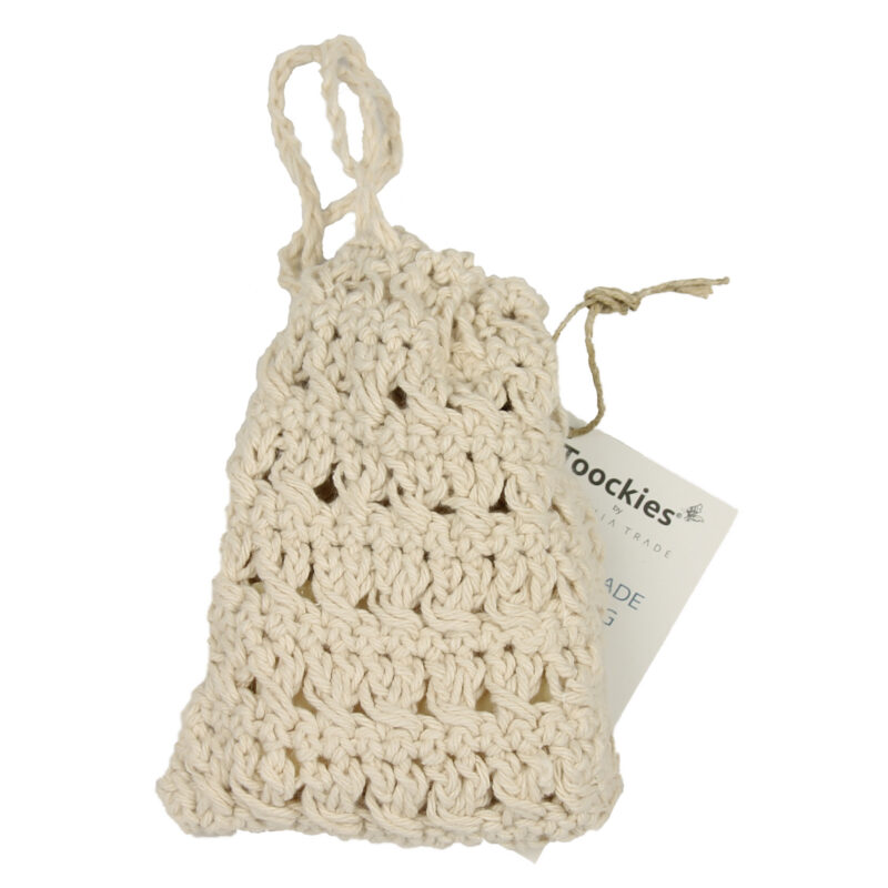 Gehaakt zeepzakje van onbehandeld katoen -