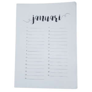 set kalender maandbladen- navulling voor kalender met bulldogclip