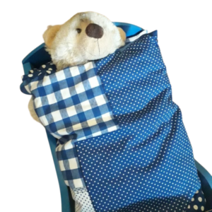 beddengoed set voor poppenbed - dekbed , kussen en matras - poppenbed met knuffelbeer