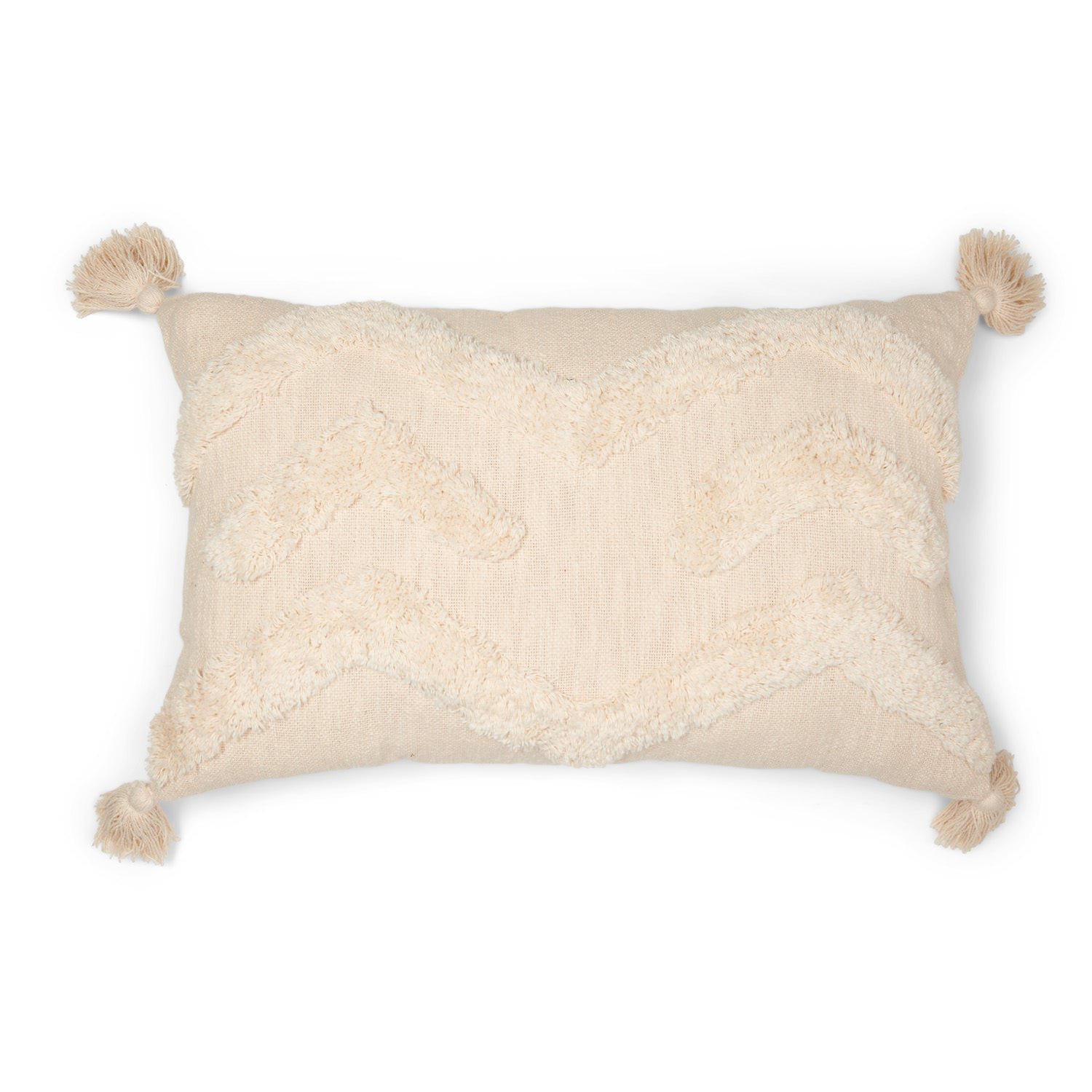 ecru kussen met getuft golf patroon 60 x 40