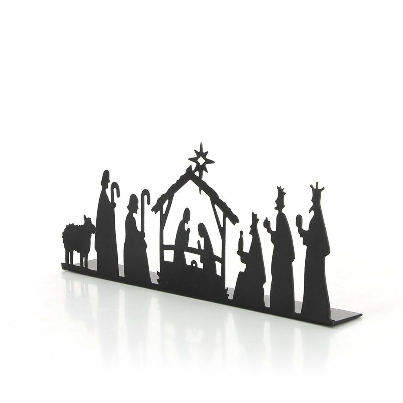 handgemaakte kerststal in zwart staal