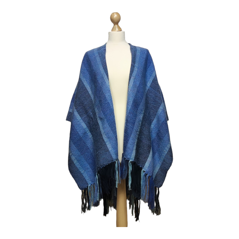 Blauw | handgeweven omslagdoek - Afbeelding 2