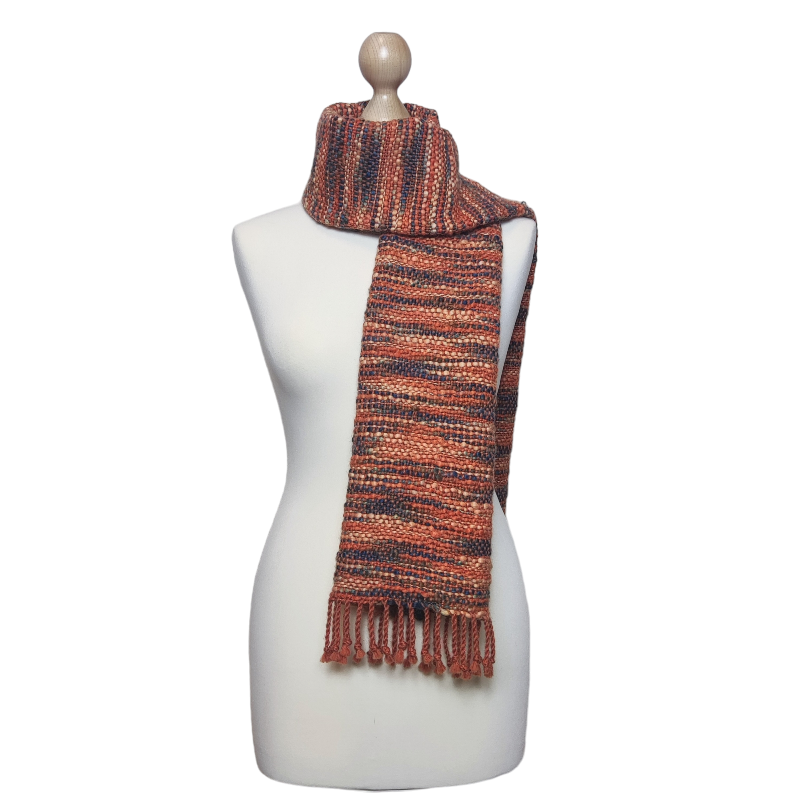Oranje | handgeweven sjaal van oranje restgarens