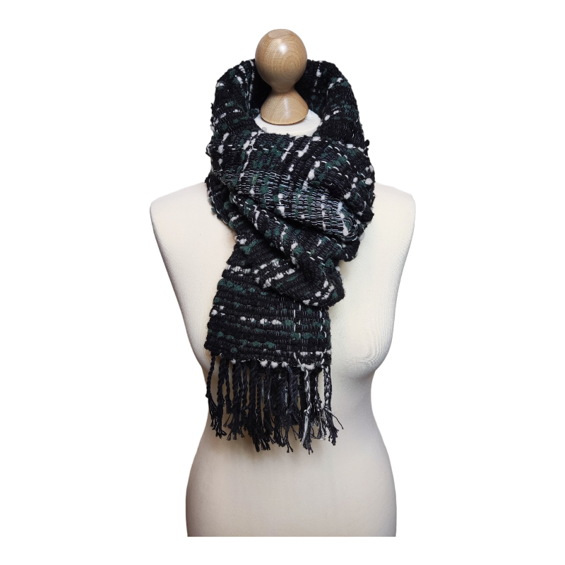 Stoer | handgeweven sjaal in zwart en grijs