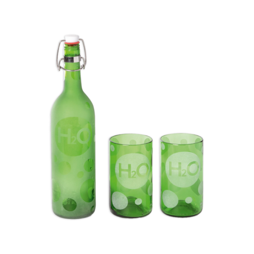 Waterfles & drinkglazen set “H2O”