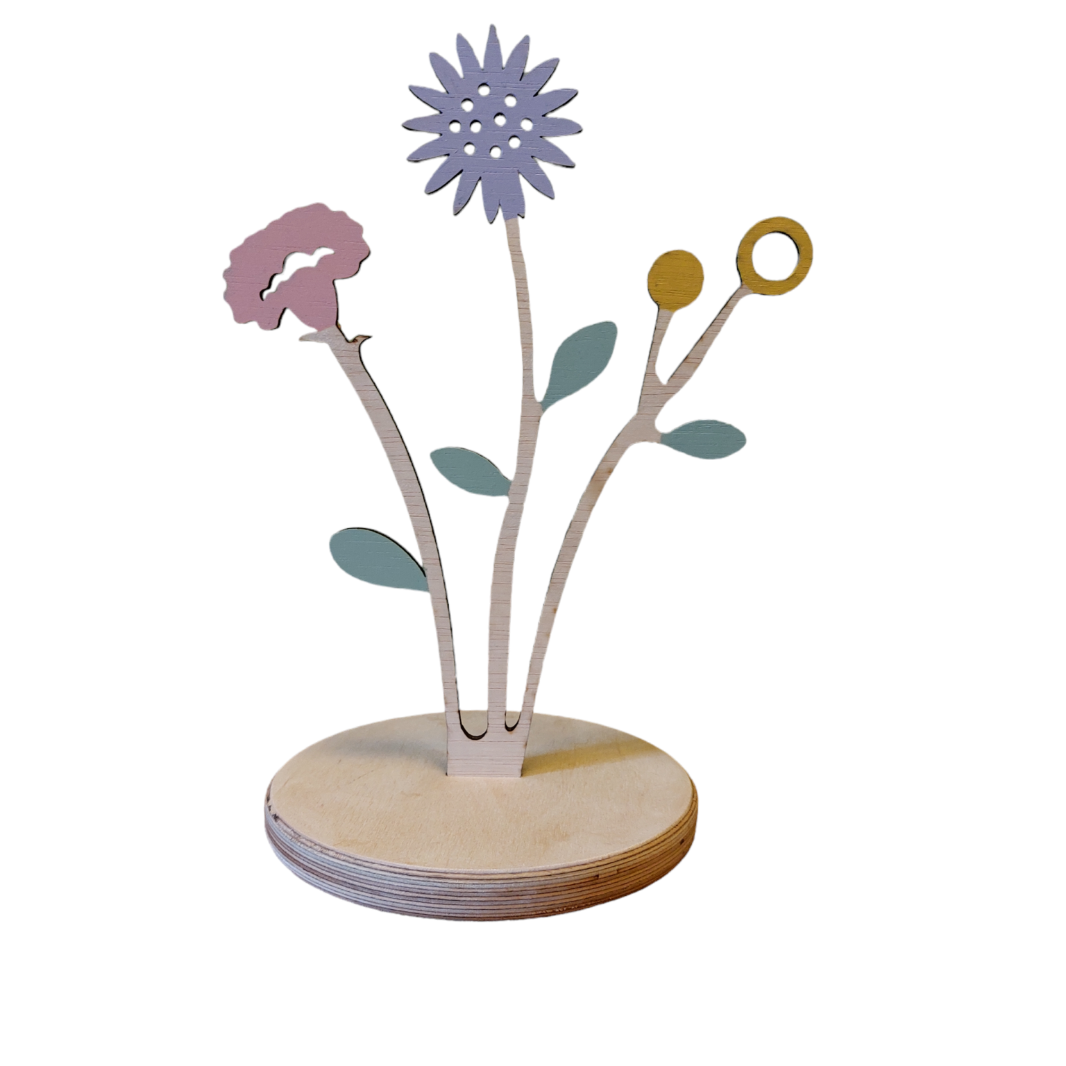 18 stuks houten bloemen, 16,3 inch prachtige gesneden houten bloemen