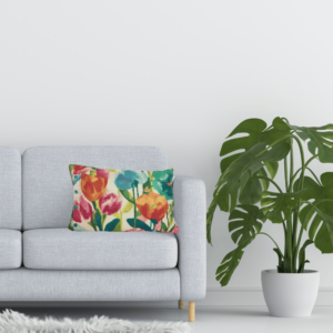 groen - bloemen kussen tweezijdig te gebruiken