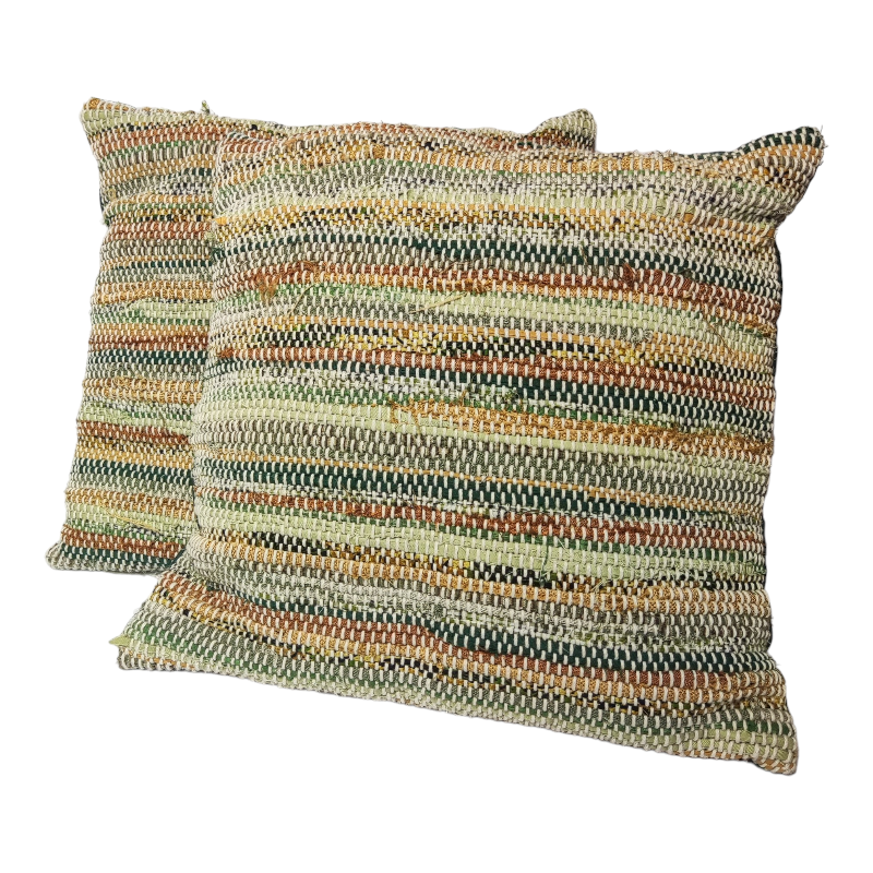 Groen | handgeweven voddenkussen