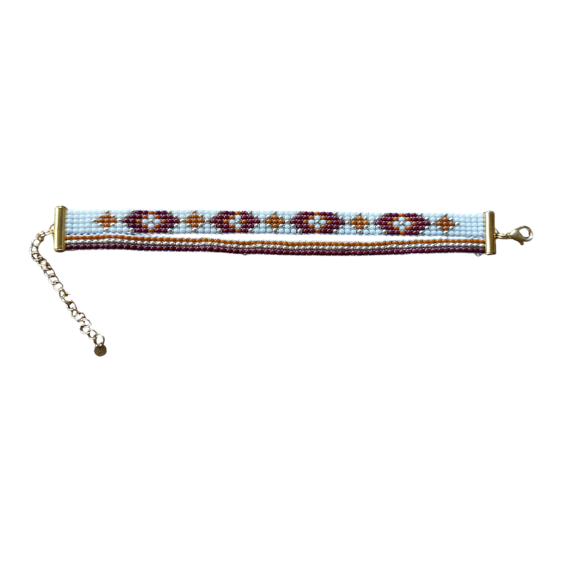 kralen weven dubbele armband in goud-bruin-crème