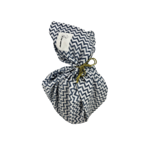 inpakstof in blauwe zigzag