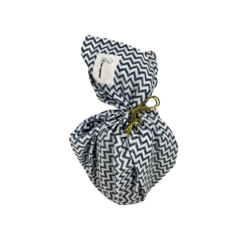 inpakstof in blauwe zigzag