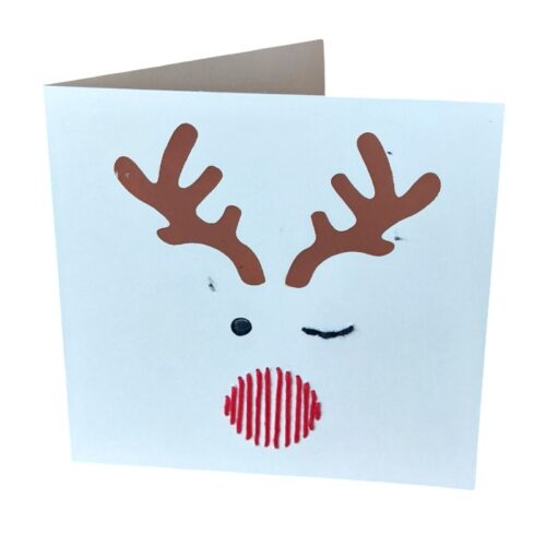 geborduurde kerstkaart met Rudolph