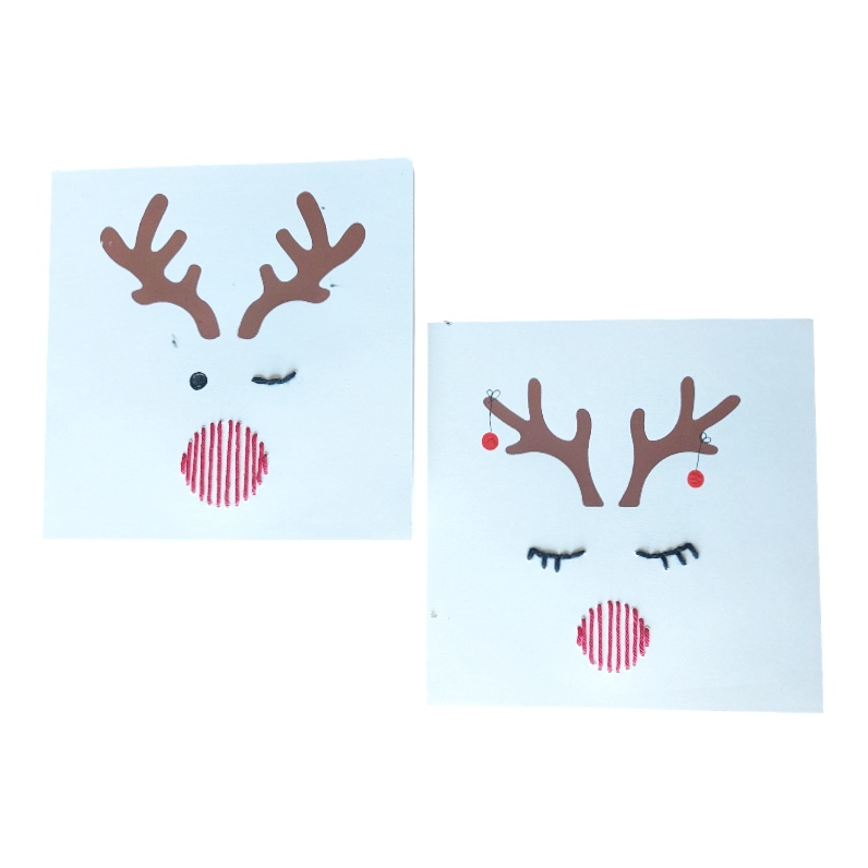 set van 4 kerstkaarten in twee ontwerpen Rudolph en Mrs Rudolph