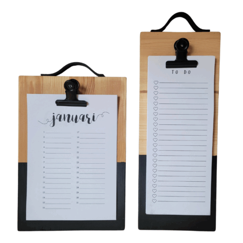 Set verjaardagskalender en to do lijst | op klembord van pallethout